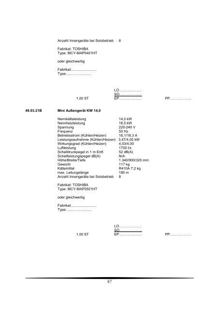 Ausschreibungstexte Gesamt 2009