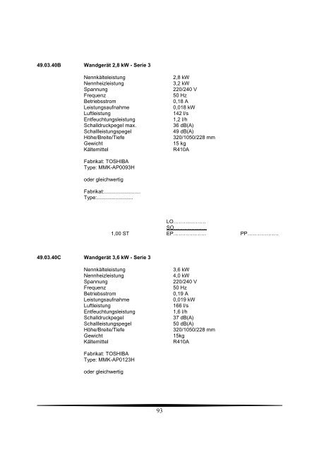 Ausschreibungstexte Gesamt 2009