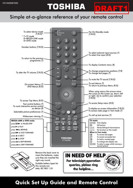 Quick Set Up Guide and Remote Control - Toshiba-OM.net