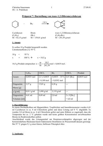 Präparat 7: Darstellung von trans-1 2 ... - Chemiestudent.de