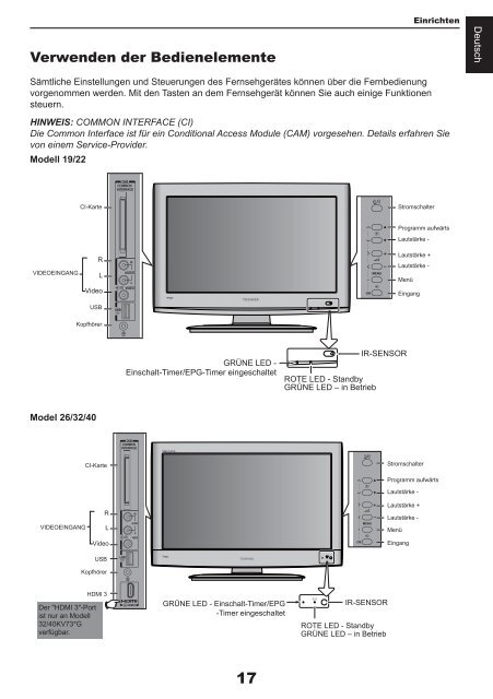 19/22/26/32AV73*G /AV73*G1 und 32/40KV73*G ... - Toshiba-OM.net