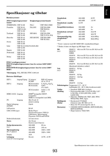 BRUKERVEILEDNING - Toshiba-OM.net