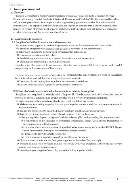 Guidelines for Green Procurement Ver.07 - Toshiba Tec