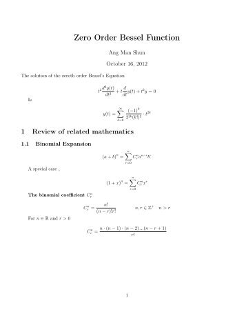 Zeroth Order Bessel Equation