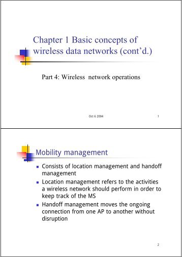 Chapter 1 Basic concepts of wireless data networks (cont'd.)