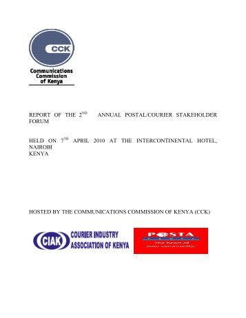 Report of the 2nd Postal Forum - Communications Commission of Kenya