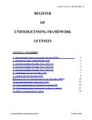 register of unifiedlicensing framework licensees - Communications ...