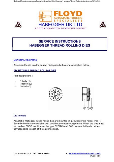 HABEGGER UK LTD - Floyd Automatic Tooling Ltd