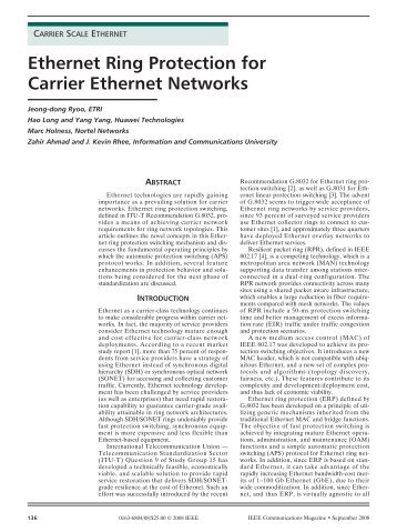 Ethernet Ring Protection for Carrier Ethernet Networks - IEEE Xplore