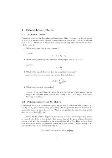 1 Erlang Loss Systems - NTNU