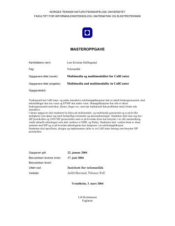 MASTEROPPGAVE - NTNU