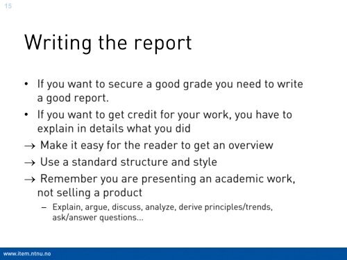 How to write a project report - NTNU