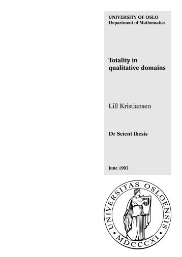 Totality in qualitative domains Lill Kristiansen