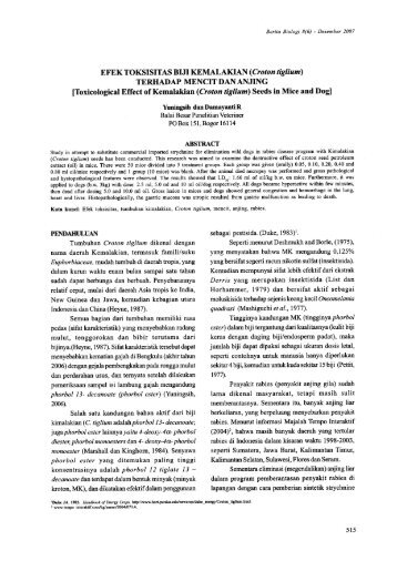 EFEK TOKSISITAS BIJI KEMALAKIAN (Croton tiglium) - Balai Besar ...
