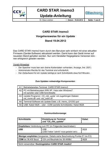 CARD STAR /memo3 Update-Anleitung - CCV Celectronic CARD ...