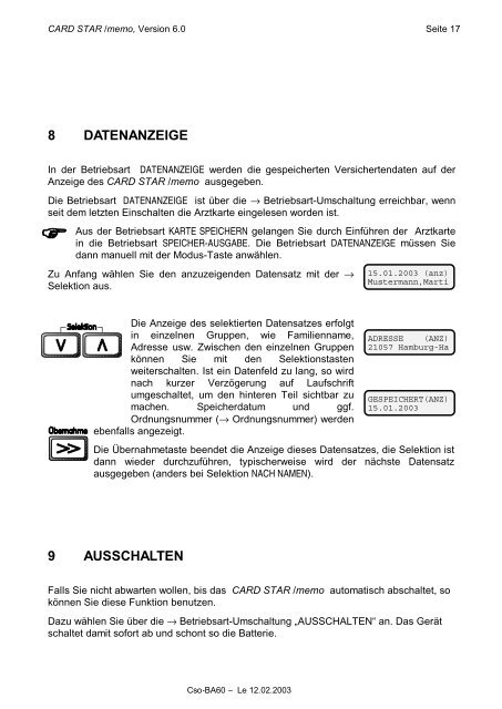 1 CARD STAR /memo - CCV Celectronic CARD STAR