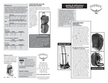 guide d'utilisation meridian/sojourn - Osprey Packs, Inc