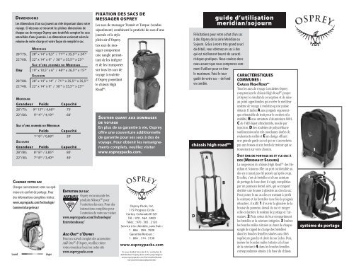 guide d'utilisation meridian/sojourn - Osprey Packs, Inc