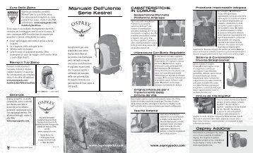 Manuale Dell'utente Serie Kestrel - Osprey Packs, Inc