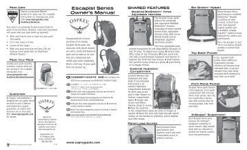 Escapist Series Owner's Manual - Osprey Packs, Inc