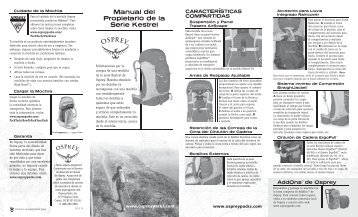 Manual del Propietario de la Serie Kestrel - Osprey Packs, Inc