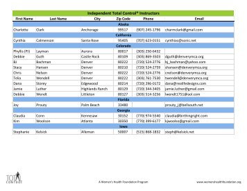 Total Control® Instructor List - The Total Control Program