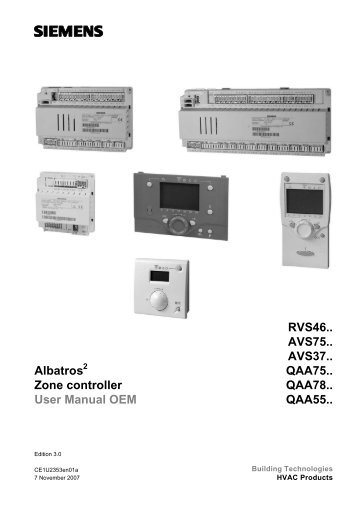 Albatros Zone controller User Manual OEM RVS46.. AVS75.. AVS37 ...