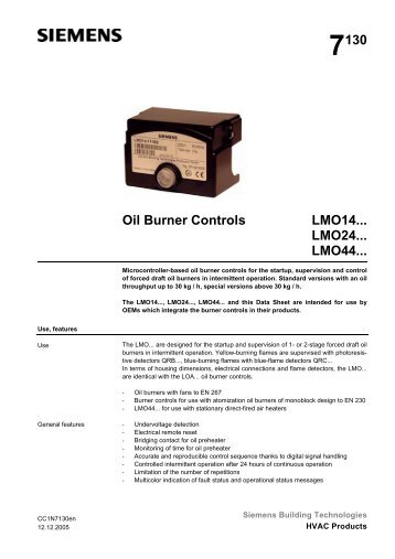 7130 Oil Burner Controls LMO14... LMO24... LMO44...