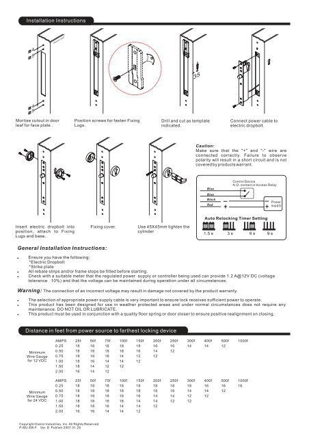 Electric Dropbolt Installation Instruction (Fail-Security Series)