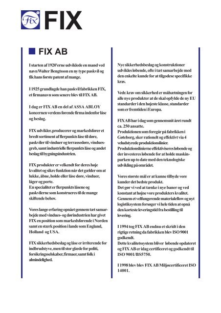 FIX A/S FIX AB - BilligSikring.dk