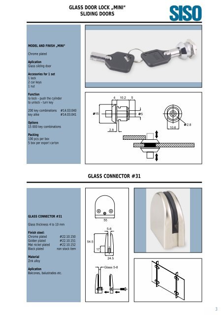 GLASS CONNECTORS - TYPE âMAXIâ ZINC ALLOY - GLASS ...