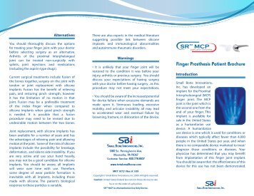 Finger Prosthesis Patient Brochure - Small Bone Innovations