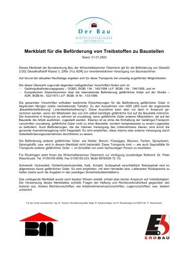 Merkblatt für die Beförderung von Treibstoffen zu ... - aushang.at