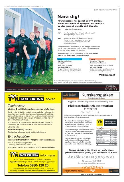 Kiruna Annonsblad vecka 38, torsdag 22 september 2011 sidan 1