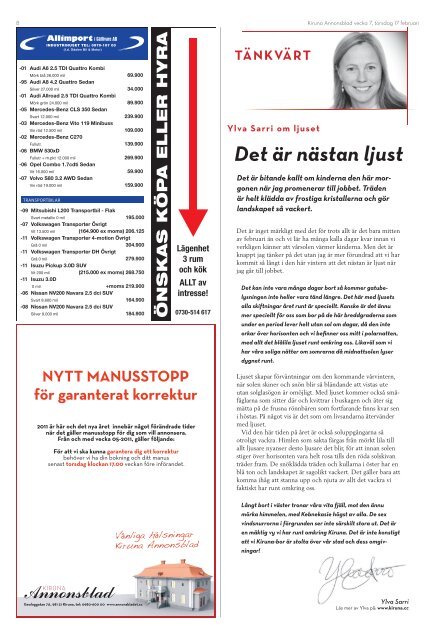 Kiruna Annonsblad vecka 7, torsdag 17 februari sidan 1