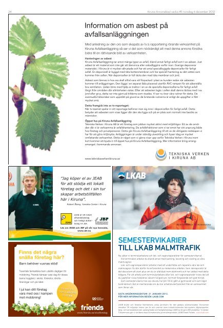 Kiruna Annonsblad vecka 49, torsdag 6 december 2012 sidan 1