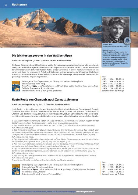Tourenprogramm Sommer - Hindelanger Bergführerbüro
