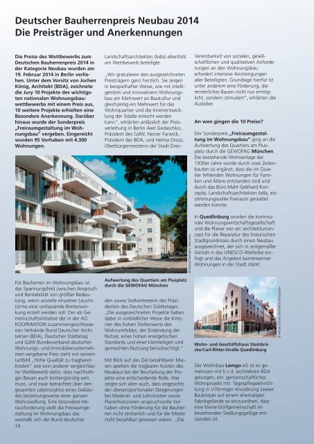 Die Wohnungswirtschaft nach der Bundestagswahl Rückblick 1. Halbjahr 2014