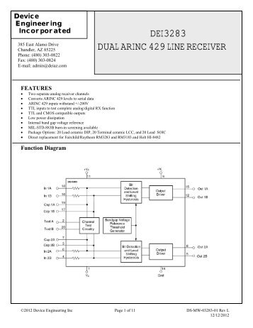 DEI3283 DUAL ARINC 429 LINE RECEIVER - Device Engineering