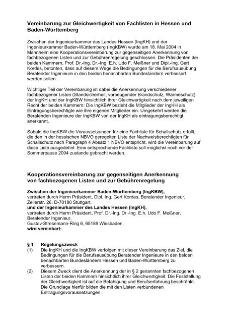 Kooperationsvereinbarung - Ingenieurkammer Hessen