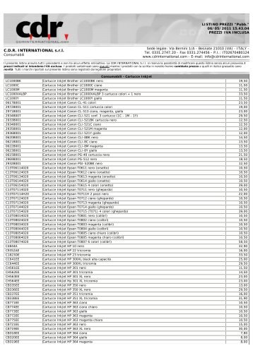 LISTINO C.D.R. International