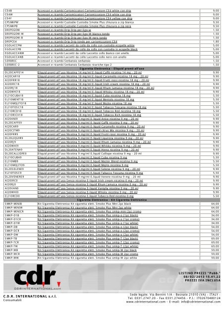 LISTINO C.D.R. International