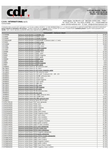 LISTINO C.D.R. International