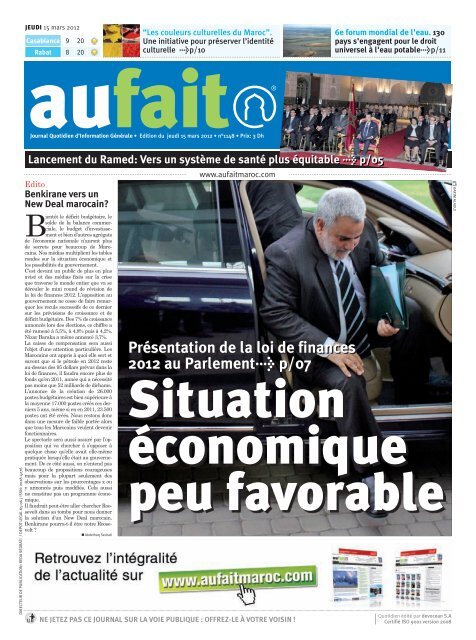 Edition du jeudi 15 mars 2012 - AUFAIT Maroc