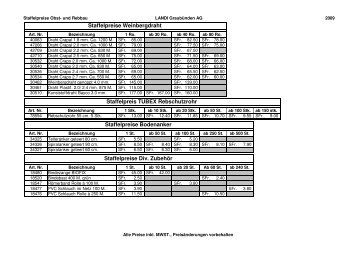 Staffelpreise 2009 - LANDI GraubÃ¼nden AG