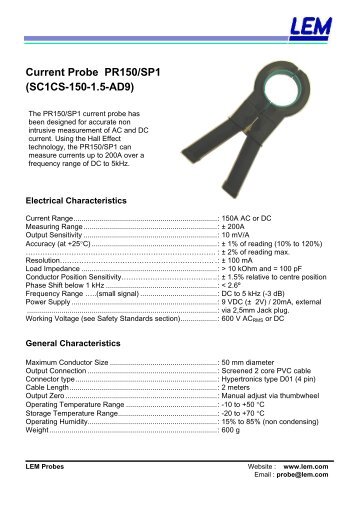 Current Probe PR150/SP1 (SC1CS-150-1.5-AD9) - Tech-Rentals