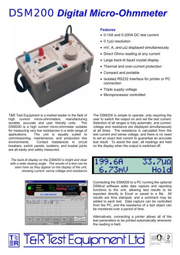 DSM200 Digital Micro-Ohmmeter - Tech-Rentals
