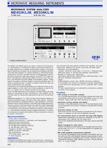 View Anritsu ME538M Specifications - TekNet Electronics