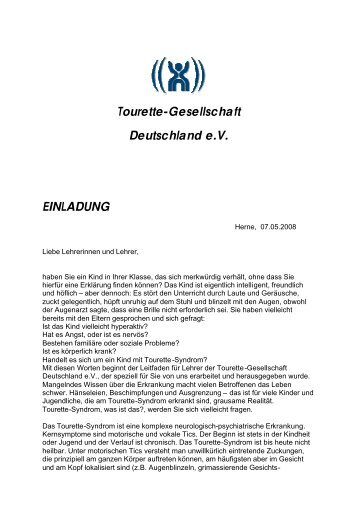 Tourette-Gesellschaft Deutschland e.V. EINLADUNG