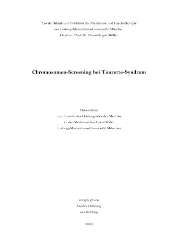 Chromosomen-Screening bei Tourette-Syndrom (pdf) Dissertation ...